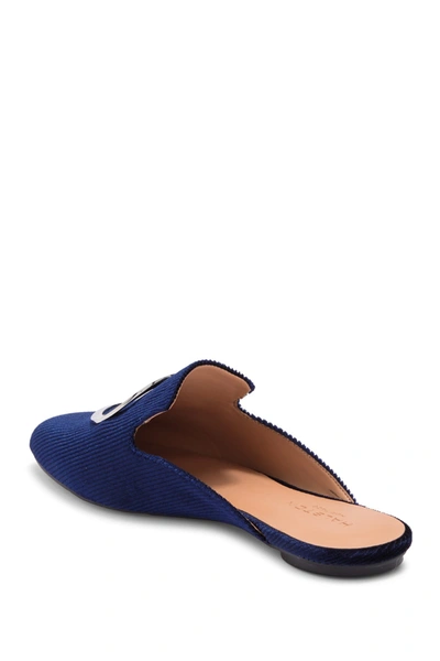 Halston Textured O-ring Mule Flat In Navy