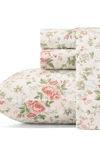 Laura Ashley Lilian Pastel Red Cotton Sateen Queen Sheet Set In Lt/pastel Red
