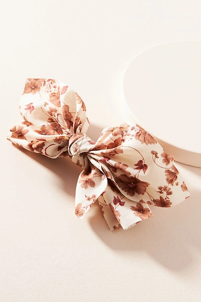 Anthropologie Marie Floral Bow Hair Clip In Beige