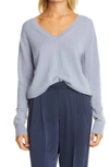 Vince Weekend V Neck Cashmere Blend Sweater In Piero Blue