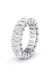 Hautecarat Emerald Cut 6.60ct Tw Lab Created Diamond 18k Gold Eternity Band In White Gold