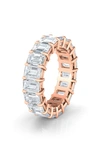 HAUTECARAT EMERALD CUT LAB CREATED DIAMOND 18K GOLD ETERNITY BAND,R008R-7