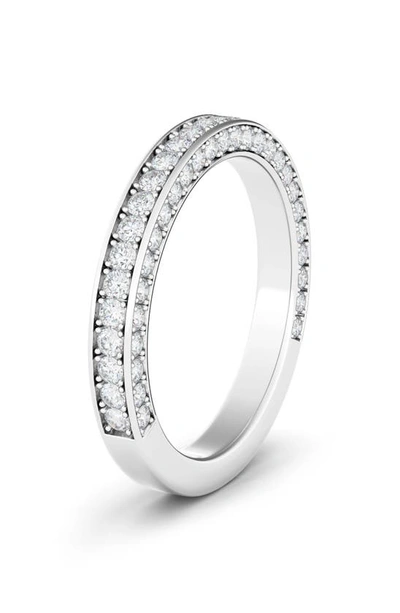 Hautecarat Triple Sided Lab Created Diamond 14k Gold Band In White Gold