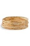 Soko Nyundo Set Of 7 Stacking Bracelets In Gold