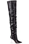 Amina Muaddi Olivia Leather Over-the-knee Boots In Black