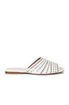 Alaïa Lasercut Leather Slide Sandals In Blanc Craie