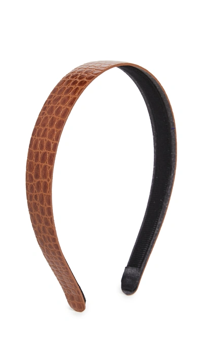 Shashi Croc Headband In Brown