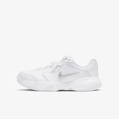 Nike Court Jr. Lite 2 Big Kidsâ Tennis Shoes In White,metallic Silver