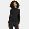 Nike Swoosh Long Sleeve T-shirt In Black With Mock Roll Neck In Black