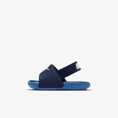 Nike Kawa Baby/toddler Slides In Blue Void,pure Platinum,signal Blue