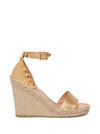 Valentino Rockstud Double 105 Leather Espadrille Wedges In Brown