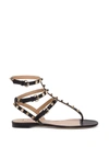 Valentino Rockstud Calfskin Flat Flip-flop Sandal In Black