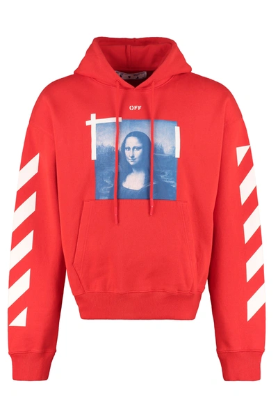 Off-white Cotton Hoodie In Red