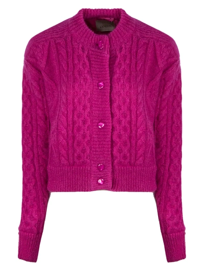 Laneus Fuchsia Mohair Wool-blend Cardigan In Fuxia