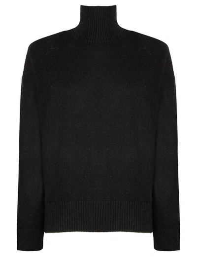 Laneus Black Wool-angora Blend Sweater In Nero