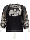 RED VALENTINO MESH SHIRT WITH FLORAL EMBROIDERY,VR3AB03M5QG0NO