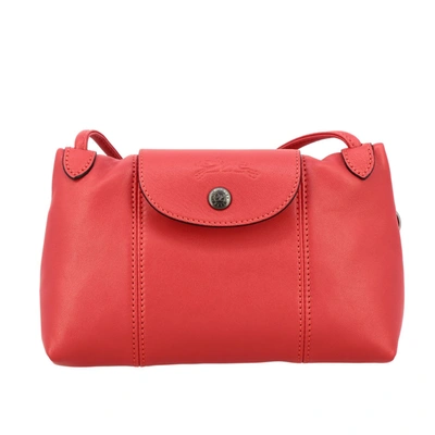 Longchamp Shoulder Bag In Leather In Red