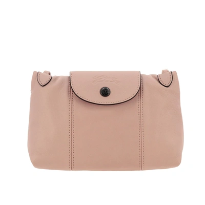 Longchamp Shoulder Bag In Leather In Pink