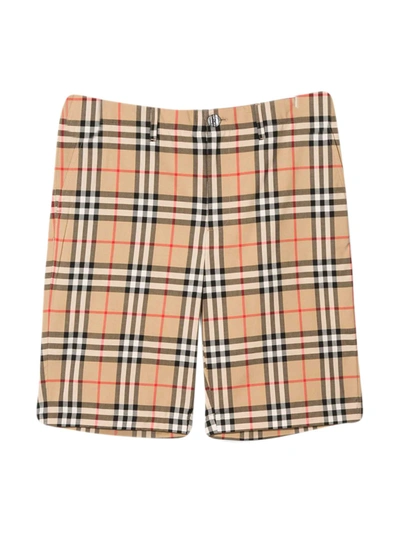 Burberry Kids Checked Bermuda Shorts In Beige