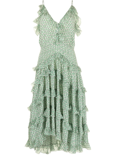 Ermanno Scervino Paisley Print Ruffled Tiered Dress In Green