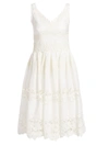 Dolce & Gabbana Women's Poplin Lace Tiered A-line Dress In White