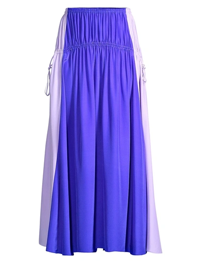 Amur Women's Side-tie Silk Midi Skirt In Blue Purple Lilac