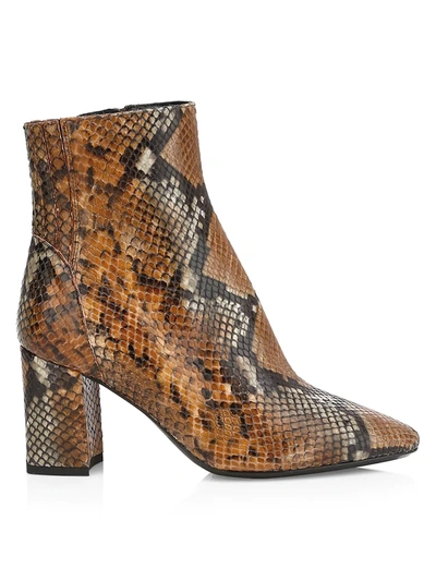 Aquatalia Women's Posey Snakeskin-embossed Leather Ankle Boots In Cognac Black