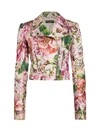 DOLCE & GABBANA WOMEN'S BROCADE FLORAL-PRINT MOTO JACKET,0400012100772