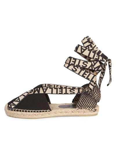 Stella Mccartney Women's Gaia Ankle-wrap Canvas Espadrilles In Black