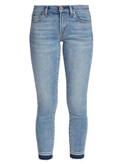 7 For All Mankind Cropped Released-hem Skinny Jeans In Beau Blue