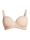 Simone Perele Comete Feather & Fan Lace Demi Spacer Bra In Pinky Sand