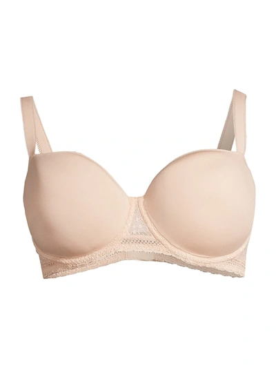 Simone Perele Comete Feather & Fan Lace Demi Spacer Bra In Pinky Sand