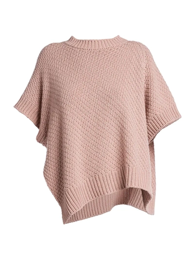 Agnona Asymmetric Short-sleeve Cashmere & Cotton Knit Sweater In Light Coral