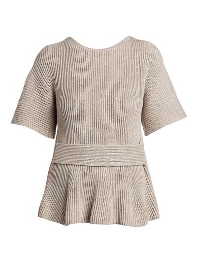 Agnona Flared Knitted Top In Sand Color In Beige
