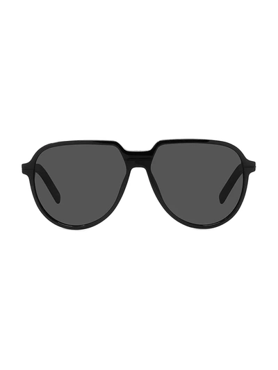 Dior Tag Su Black Rectangular Sunglasses In Shiny Black