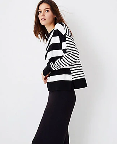 Ann Taylor Mixed Stripe Sweater In Black