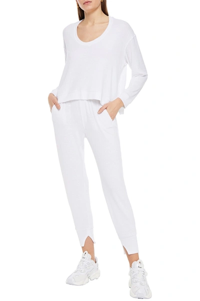 Enza Costa Cropped Terry Track Trousers In White