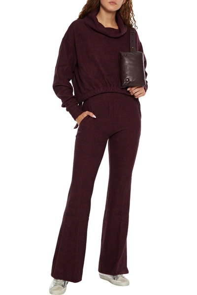 Twenty Montreal Mélange Fleece Flared Track Trousers In Burgundy