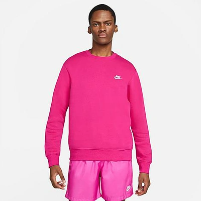 Nike Men's Club Fleece Crew Sweatshirt In Fireberry