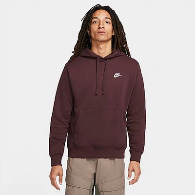 Nike Sportswear Logo-embroidered Fleece-back Cotton-blend Jersey Hoodie In Mahogany/mahogany/white
