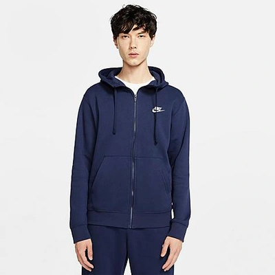 Nike Sportswear Club Fleece Full-zip Hoodie In Midnight Navy/midnight Navy/white