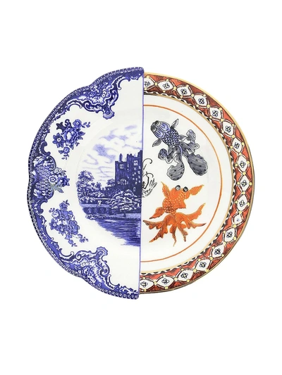 Seletti Hybrid Isaura Printed Porcelain Soup Plate 25.4cm In Blue