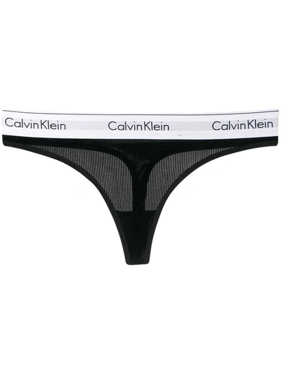 Calvin Klein Underwear Logo Waist Thong In Black
