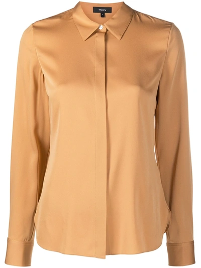 Theory Long-sleeved Plain Shirt In Neutrals