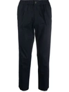 Ami Alexandre Mattiussi Elasticized-waist Cropped Fit Trousers In Blue