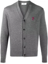 Ami Alexandre Mattiussi Ami Logo Embroidered Buttoned Cardigan In Grey