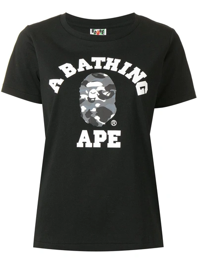 A Bathing Ape Camo College Printed T-shirt In Schwarz