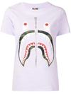 A BATHING APE SHARK ZIP COTTON T-SHIRT