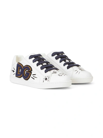 Dolce & Gabbana Portofino Graffiti Print Sneakers In White