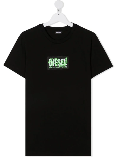 Diesel Kids' Black T-shirt For Boy With Logo